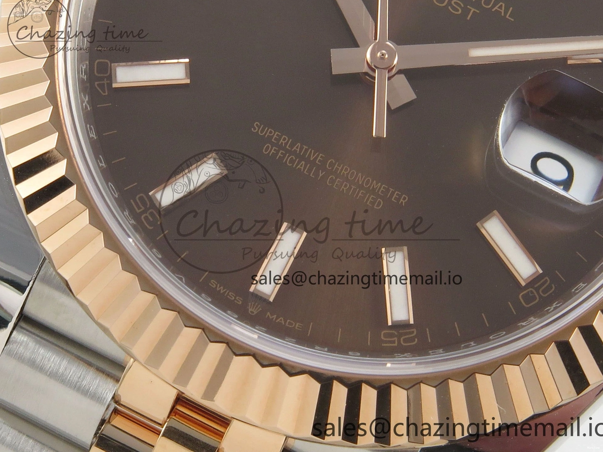 MiroTime 0202 DateJust 41 126331 SS RG ARF 1:1 Best Edition Brown Stick Dial on Jubilee Bracelet SH3235 (Weighted) TopPick 196